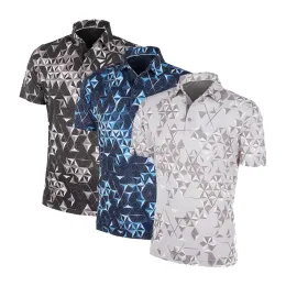 Shirts Diamond Pattern Men Golf Shirts Fashion Polo Shirt Summer Short Sleeves Sports Shirts Casual Tennis TShirt Breathable Clothes