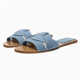 Pantoffel Sommerfrauen Sandalen zeigte Zehen Slingback weibliche lässige Outdoor -Rutschen Mode Flats mit Schuhen Damen Mules 2024