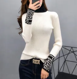 타이트 스웨터 디자이너 기본 옷 2020 얇은 긴 슬리브 여성 스웨터 및 풀오버 터틀넥 슬림 SW1EO74967443