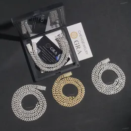 Miami Cuban Link Kette 15 mm breitem Mikro gepflastert 2 Reihen Diamant Eced Out Kette Halskette Rapper Hip Hop Gold Schmuck Frau Ketten für Männer Choker Moissanite Kette Geschenk