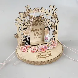 Supplias de festas Promoção titular 1pcs anel de logotipo personalizado boneca rosa de flores arqueadas de engajamento de casamento propõe o travesseiro de decoração de casamento