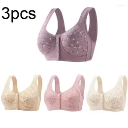 Bras Underwear Bra Lingerie U-shaped 3pcs/set Front Closure Confortable Widened Wire Free Cotton Bralette Back Straps Shoulder Women