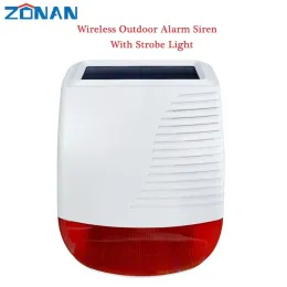 Siren ZONAN SN40 433MHz Outdoor Solar Waterproof Siren Wireless Light Flash Strobe Loudspeaker for Home Burglar Alarm Security System