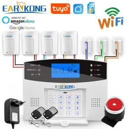 مجموعات Wiredely WiFi GSM Home Brglar Security Alarm System 433MHz Host French English English Russian Italian Tuya Smart App