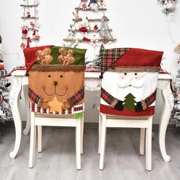 Camas de cadeira Linen Europe e America Back Cover Cartoons de decoração de Natal para casas de jantar de cozinha em casa Cobristas de assento