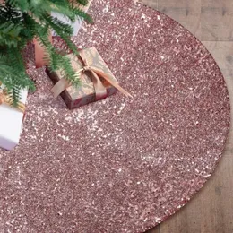 2024 Gold Sequins Tree kjolar juldekorationer Heminredning Base Cover Mat Ornament Novelties Nyår Artificiella stora filt- Juldekorationer