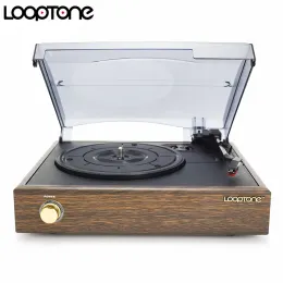 Högtalare Looptone 3Squeed Classic Phonograph Gramophone BeltDriven Turntable Vinyl LP Record Player w/ 2 Buildin Stereo Speakers