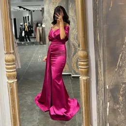 Party Dresses Fuchsia Prom Off The Shoulder Mermaid Evening Gowns Simple High Split Floor Size