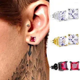 Stift Ohrringe vereisere Kristall HipHop für Männer 4 Quadrate Goldfarbe Trend Punk Rapper's Accessoires Mode Schmuck E147