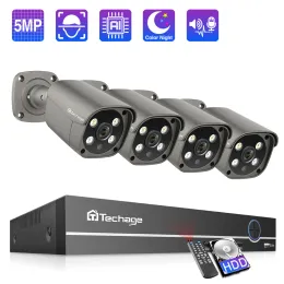 System Techage 8CH 5MP POE NVR IP Camera System AI Human Detected Twoway Audio Outdoor Security Camera Set CCTV Video Surveillance Kit