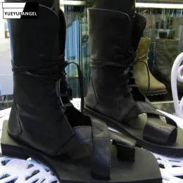 샌들 디자이너 남성 캐주얼 샌들 부츠 수제 100% 실제 가죽 로마 샌들 검투사 기하학적 형태의 덩어리 남성 플랫 신발