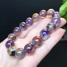 Dekorativa figurer 10mm Natural Purple Garden Quartz Armband Kvinnor Fashion Round Stone Elegant Healing Strand Bangles Armband Gift 1st