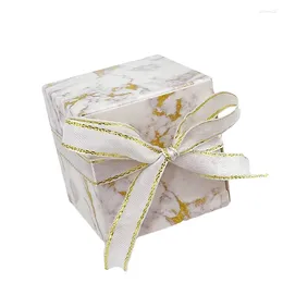 Gift Wrap 25/50PCS Marble Style Gold Candy Box Wedding Favor And Gifts For Guest Chocolate Thank You Boxes With Ribbons Party Supplies