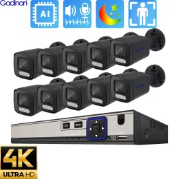 Sistem Yeni 4K Güvenlik Kamera Sistemi 8MP İki Yolcu Ses Hoparlör CCTV POE NVR AI Renk Gecesi Ev Video Gözetim Kamerası Açık Mekan Seti