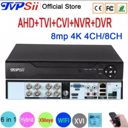 レコーダーリモートコントロールオーディオフェイス検出HI3531D 8MP 4K XMEYE 8CH 8チャンネルH.265+ハイブリッドWIFI 6 in 1 TVI CVI NVR AHD CCTV DVRシステム