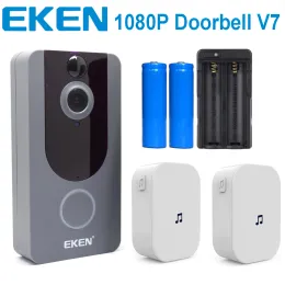 Doorbell 1080p Akıllı WiFi Vedio Kablosuz Kapı Zili V7 Akıllı İntercom Güvenlik Kamerası Chime Night Vision Pir Motion Tespit