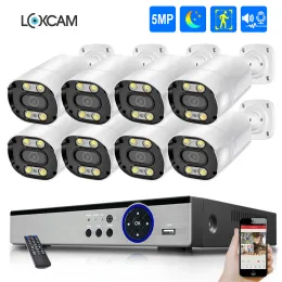 System LOXCAM 8CH POE NVR CCTV Camera System 5MP Indoor Outdoor Colorful Night Security Camera Kit Two Way Audio Video Surveillance Set