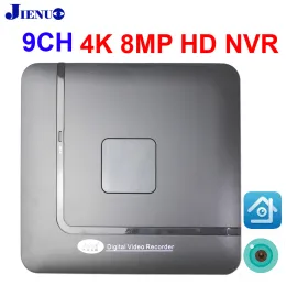 Material Jienuo 9ch NVR Mini 4K/8MP/5M/1080P Video Video Recorder 8 Channel Motion Detect P2P para câmera IP CCTV System Surveillance Security