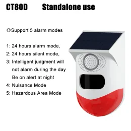 Zubehör Independent Outdoor Solar Infrarot Alarm 120 dB Wireless Antitheft wasserdichte Tierantrieb im Freien und Lichtalarmsignal