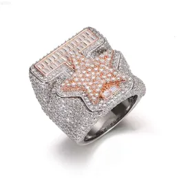 Jóias de hip hop de anel de estrela gelado 925 VVS de prata esterlina Moissanite Diamond Mens Silver Ring Ring