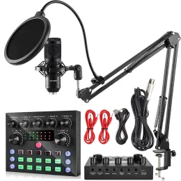 Microfones BM800 Microfone do condensador com suspensão Microfone cardióide de tesoura com tesoura com cartão de som V8S (opcional) para o YouTube Tik Tok