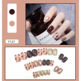 24pcs/pudełko owalne tai chi biały i czarny paznokieć Wykończona sztuczna łatka paznokci z akrylowymi końcówkami paznokci do manicure - długotrwały i stylowy paznokieć