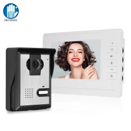 Dörrklockor Video Door Intercom Entry System Kit Wired Video Doorbell Phone IR Camera Rainproof Call Panel för Home Villa Building Apartment