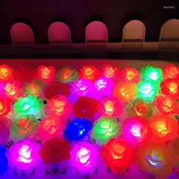 Decoração de festa Lotus Flor LED Light Up Ring Ring Glow Rave Elastic piscando luzes suaves para o Halloween Disco