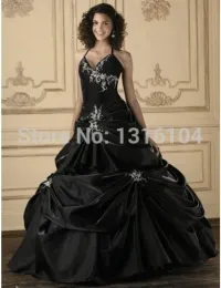 Dresses Antique Gothic Black Wedding Dresses Bridal Gowns Colorful Halter Ball Gown Corset Embroidery Taffeta Vintage Colorful Wedding Gow