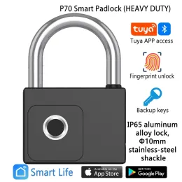 Lock IP66 Waterproof Tuya APP Remote Smart Padlock Fingerprint Electronic Padlock USB Rechargeable Backup Port With Key Unlock