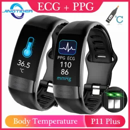 Armbands Fitness Armband P11 Plus Men Smart Watch Band ECG PPG Body Temperatur Blodtryck Kvinnor Smartur P11 för Huawei Xiaomi