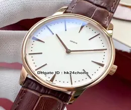 Nowy dziedzictwo Rose Gold Case 81180000R9159 Męskie automatyczne zegarek 42 mm White Dial Wysokiej jakości Suknia Sukienki skórzany pasek W6880467