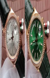 36mm Mens Watches Green Silver White Automatic Eta 2836 Movement Men Watch Day Time Yellow Gold Leather Strap TW Date Wristwatch4257442