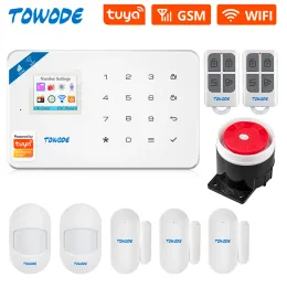 Kits TOWODE WiFi GSM Tuya Alarm System Home Security Motion Sensor Burglar Alarm Kit 6 Languges Work With Alexa Google Assistant