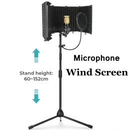 Monopods Profissão Gravação de Microfone Filtro Pop Windscreen Floor Tripé Condensador