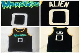 Herren Space Jam 0 Alien Monstars Tune Squad Basketball Trikots Moive Black genähte Hemden SXXL6693459