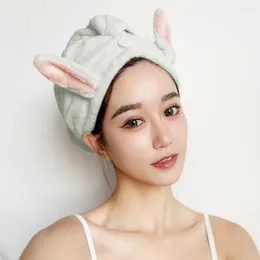 Towel Cartoon Ears Coral Fleece Thicken Rapid Drying Dry Hair Cap Head Scarf Adult Towels Bathroom Accessories