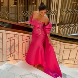 Runway Dresses Duricve Luxury Dubai Fuchsia Mermaid Evening With Cape Shawl for Women 2024 Birthday Wedding Party Prom Gown