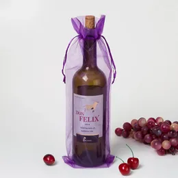 تخزين أكياس organza هدية لزجاجات النبيذ 30pcs جيوب الرباط الأنيقة اللون الأرجواني التغليف العطلات