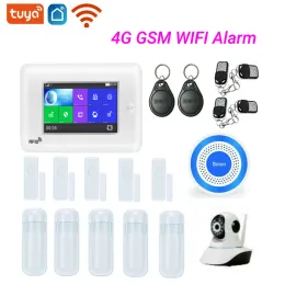 Kits Tuya 4G WIFI 4.3 "ekran dotykowy GPRS SMS Alarm bezprzewodowy 3G wersja inteligentny System alarmowy do domu kontrola aplikacji cz