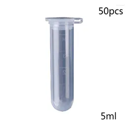 Bottiglie di stoccaggio 50pcs 5 ml di plastica a cappuccio trasparente per centrifuga fialetteri campione contenitore 28ed