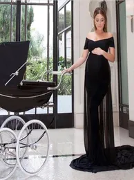 Grace Lange formale Mutterschaftskleider 2018 aus Schulter schwarzer schwangerer rot