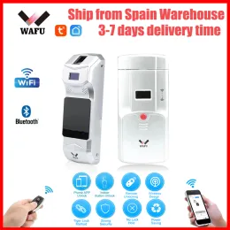 Lock WAFU 011A Smart Lock TUYA Wifi Door Lock For Bluetooth Fingerprint Lock Phone Remote Control Finger Touch Invisible Door Locks