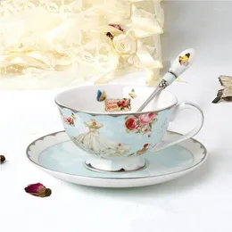 Cups Saucers Romandic Floral Bone China Coffee And Set Gift Porcelain Household Ceramic Afternoon Tea Teaware European Drinkware