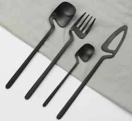 Set di posate nere opache 1810 in acciaio inossidabile posate da tavolo da tavolo da tavolo da posate a forcella Spoon Stove Dinintware Stiorware57770589
