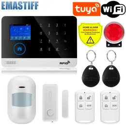 Kits Smart Home 433MHz WiFi GSM Alarm System för hem med rörelsessensor Wireless Siren Night Vision IP Camera Tuya Support Alexa