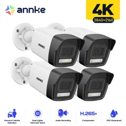 Kamery Annke 4X Ultra HD 8MP Poe Camera 4K zewnętrzna wewnętrzna odporna sieć bezpieczeństwa Bullet Exir Nocne widzenie