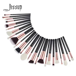 Jessup Professional Makeup Brushes Set 25pcs Natural-Synthetic Foundation 파우더 아이 섀도우 메이크업 브러시 블랙 블랙 T155 240320