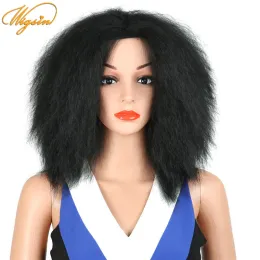 Perücken Wigsin Afro Kinky Curly Fluffy Synthetic Hair Black Perücken für Frauen