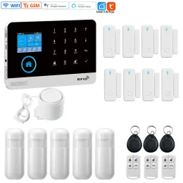 Комплекты Home Security System System Wi -Fi GSM Tuya App Connection 433mhz 2,4 дюйма экрана беспроводной дверной дверной датчик